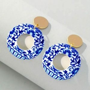 Acrylic Chinese style drop earrings.
